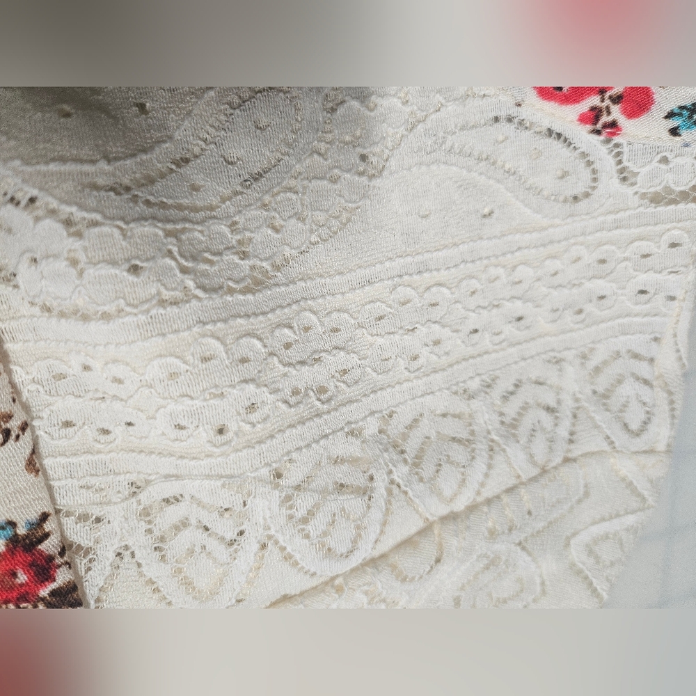 Floral Mini Washable Gauze Lace Yoke Trapeze Dress - Picture 9 of 11
